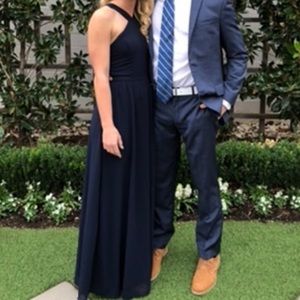 Floor Length Navy Blue Formal/Bridesmaids Dress